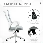 Vinsetto Scaun de Birou Ergonomic și Tapitat, Înălțime Reglabilă, Funcție de Înclinare, 62x56x110-119.5 cm, Gri | Aosom Romania 