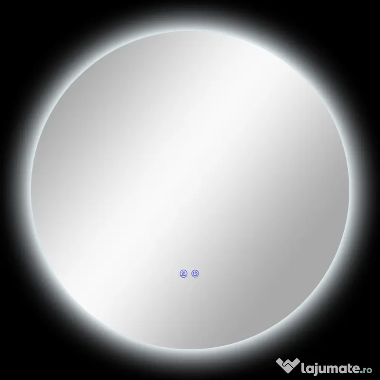 kleankin Oglindă de Baie Rotundă cu Lumină LED în 3 Culori și Întrerupătoare Touch, Ø70x3,5 cm, Transparet | Aosom Romania