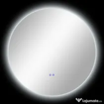 kleankin Oglindă de Baie Rotundă cu Lumină LED în 3 Culori și Întrerupătoare Touch, Ø70x3,5 cm, Transparet | Aosom Romania