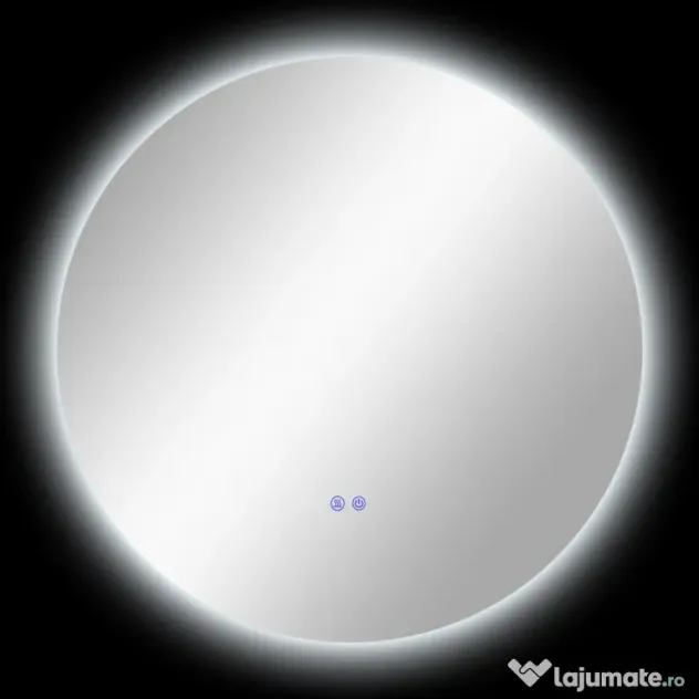 kleankin Oglindă de Baie Rotundă cu Lumină LED în 3 Culori și Întrerupătoare Touch, Ø70x3,5 cm, Transparet | Aosom Romania