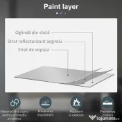 kleankin Oglindă de Baie Rotundă cu Lumină LED în 3 Culori și Întrerupătoare Touch, Ø70x3,5 cm, Transparet | Aosom Romania 