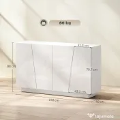 Dulap multifunctional HOMCOM cu 5 niveluri din PA alb cu polita reglabila pe 3 niveluri si baza inaltata, 150x40x88 cm | Aosom Romania 