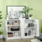 Dulap multifunctional HOMCOM cu 5 niveluri din PA alb cu polita reglabila pe 3 niveluri si baza inaltata, 150x40x88 cm | Aosom Romania 