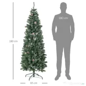 Pom de Craciun Artificial Inalt de 6 ft Tip Creion cu 618 Ramuri Scufundate In Zapada, Deschidere Automata, Baza de Otel, Verde HOMCOM | Aosom Romania 