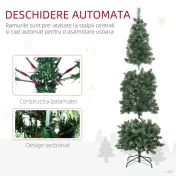 Pom de Craciun Artificial Inalt de 6 ft Tip Creion cu 618 Ramuri Scufundate In Zapada, Deschidere Automata, Baza de Otel, Verde HOMCOM | Aosom Romania 