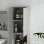 Set de Mobilier de Baie din 3 Piese, Montare pe Perete, cu Dulap cu Oglinda, Dulap de Depozitare Inalt, Gri Kleankin | Aosom Romania 