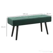HOMCOM Bancă pentru Capătul Patului, Bancă cu Picioare din Oțel și Țesătură cu Efect de Catifea, 100x36x45 cm, Verde | Aosom Romania 