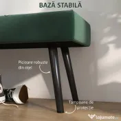 HOMCOM Bancă pentru Capătul Patului, Bancă cu Picioare din Oțel și Țesătură cu Efect de Catifea, 100x36x45 cm, Verde | Aosom Romania 