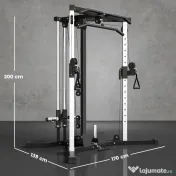 SPORTNOW Stație de Fitness cu 15 Poziții Reglabile, Bară pentru Tracțiuni și Halteră, 170x139x200 cm, Negru | Aosom Romania
