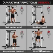 SPORTNOW Stație de Fitness cu 15 Poziții Reglabile, Bară pentru Tracțiuni și Halteră, 170x139x200 cm, Negru | Aosom Romania