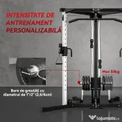 SPORTNOW Stație de Fitness cu 15 Poziții Reglabile, Bară pentru Tracțiuni și Halteră, 170x139x200 cm, Negru | Aosom Romania