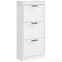 HOMCOM Dulap Spațios pentru Pantofi cu 3 Sertare Rabatabile pentru 15 Perechi de Pantofi, 54x24x117,5 cm, Alb | Aosom Romania