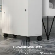 kleankin Corp de depozitare toaletă/baie cu locaș pentru hârtie igienică pe roți - 52 x 17 x 67 cm alb | Aosom Romania 