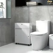 kleankin Corp de depozitare toaletă/baie cu locaș pentru hârtie igienică pe roți - 52 x 17 x 67 cm alb | Aosom Romania 