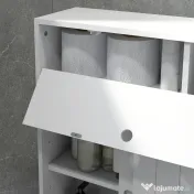 kleankin Corp de depozitare toaletă/baie cu locaș pentru hârtie igienică pe roți - 52 x 17 x 67 cm alb | Aosom Romania 