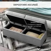 Banca Depozitare Otomana Capatul Patului Cadru Otel Balamale Siguranta Gri HOMCOM | Aosom Romania 