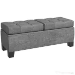 HOMCOM Bancă de Depozitare Otomană, Banchetă Tapițată pentru Capătul Patului cu Cadru din Oțel și Spațiu Interior, Design Modern, Gri
