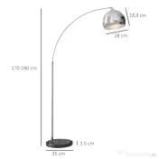 HOMCOM Lampă de podea vintage în arc cu bară ajustabilă, întrerupător de picior, soclu E27, argintiu | Aosom Romania 