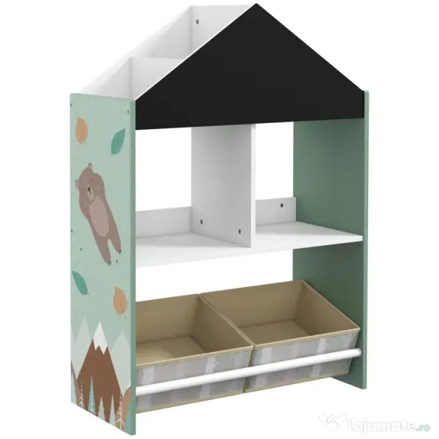 ZONEKIZ Raft Jucării cu Sertare și Rafturi Detașabile, Raft Organizator, Verde | Aosom Romania