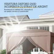 Outsunny Pavilion Pliabil cu 2 Uși, 2 Ferestre, 4 Panouri Laterale și Geantă de Transport, 2.95x2.95x2.58 m, Cafeniu | Aosom Romania 