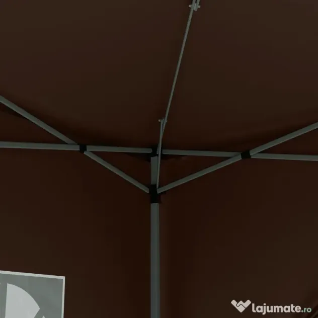 Outsunny Pavilion Pliabil cu 2 Uși, 2 Ferestre, 4 Panouri Laterale și Geantă de Transport, 2.95x2.95x2.58 m, Cafeniu | Aosom Romania