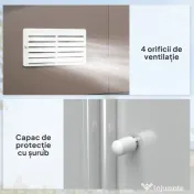 Outsunny Magazie de Grădină 8.3m² din Oțel Zincat, Uși Duble Glisante, 277x322x192 cm, Maro | Aosom Romania