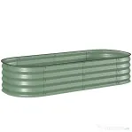 Outsunny Pat modular pentru grădină înălțată 150x62x30cm din oțel galvanizat cu bază deschisă, verde