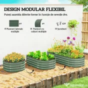 Outsunny Paturi Inaltate Galvanizate pentru Gradina, Cutie Inaltata din Metal cu Margine de Siguranta, pentru Cultivarea Florilor, Ierburilor, Verde 