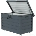 Outsunny Ladă de Exterior de 295L cu Încuietoare și 2 Mânere, din Oțel Galvanizat, 120x62x66 cm, Gri Închis