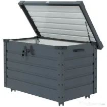 Outsunny Ladă de Exterior de 295L cu Încuietoare și 2 Mânere, din Oțel Galvanizat, 120x62x66 cm, Gri Închis