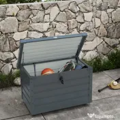 Outsunny Ladă de Grădină de 295L cu Încuietoare, 2 Mânere și 4 Rotile, Mobilier Depozitare din Oțel, 100x62x65 cm, Gri | Aosom Romania 