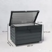 Outsunny Ladă de Grădină de 295L cu Încuietoare, 2 Mânere și 4 Rotile, Mobilier Depozitare din Oțel, 100x62x65 cm, Gri | Aosom Romania 