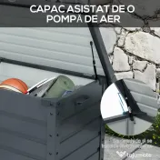 Outsunny Ladă de Grădină de 295L cu Încuietoare, 2 Mânere și 4 Rotile, Mobilier Depozitare din Oțel, 100x62x65 cm, Gri | Aosom Romania 