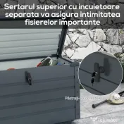 Outsunny Ladă de Grădină de 295L cu Încuietoare, 2 Mânere și 4 Rotile, Mobilier Depozitare din Oțel, 100x62x65 cm, Gri | Aosom Romania 