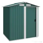 Outsunny Căsuță de Grădină Adăpost pentru Unelte în Oțel cu Acoperiș Inclinat și 4 Deschideri de Ventilație, 152x132x188 cm, Verde