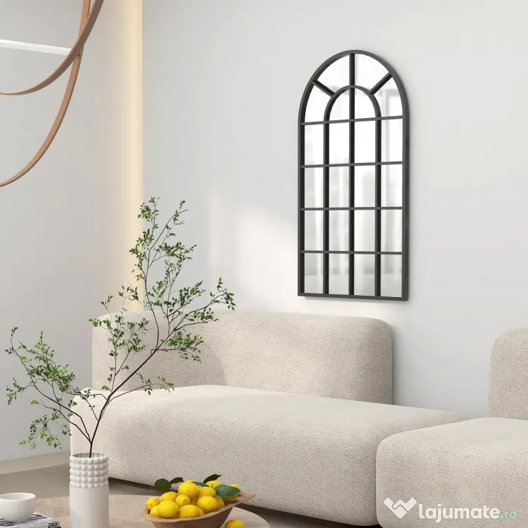 Homcom Oglinda Arcuita cu Cadrul Metalic – Design Modern