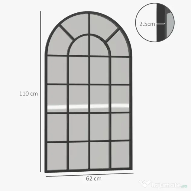 Homcom Oglinda Arcuita cu Cadrul Metalic – Design Modern