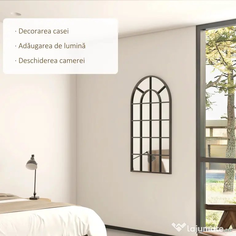 Homcom Oglinda Arcuita cu Cadrul Metalic – Design Modern