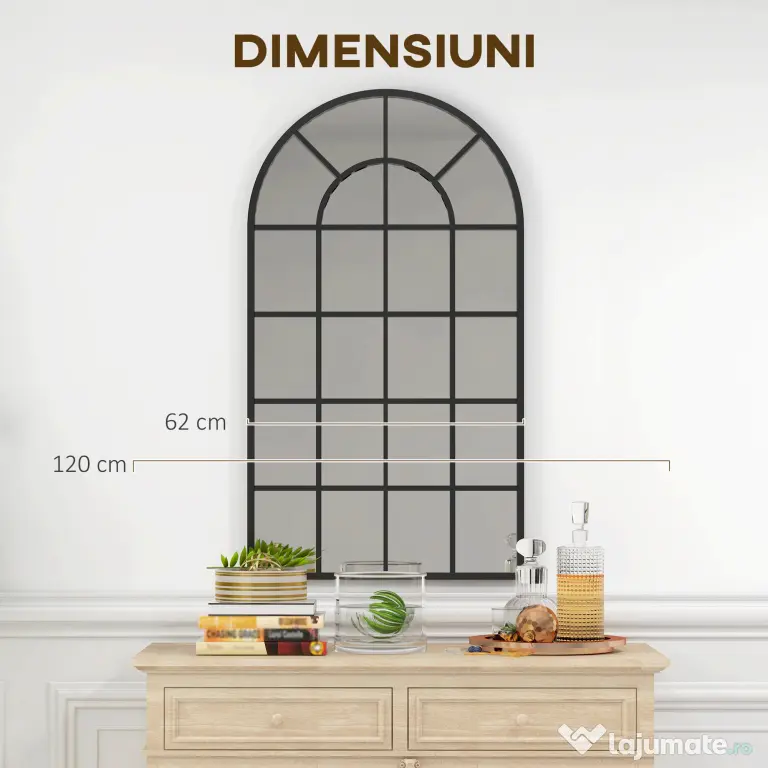 Homcom Oglinda Arcuita cu Cadrul Metalic – Design Modern