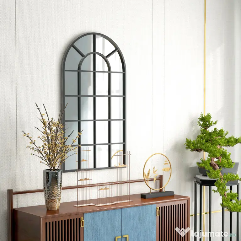 Homcom Oglinda Arcuita cu Cadrul Metalic – Design Modern