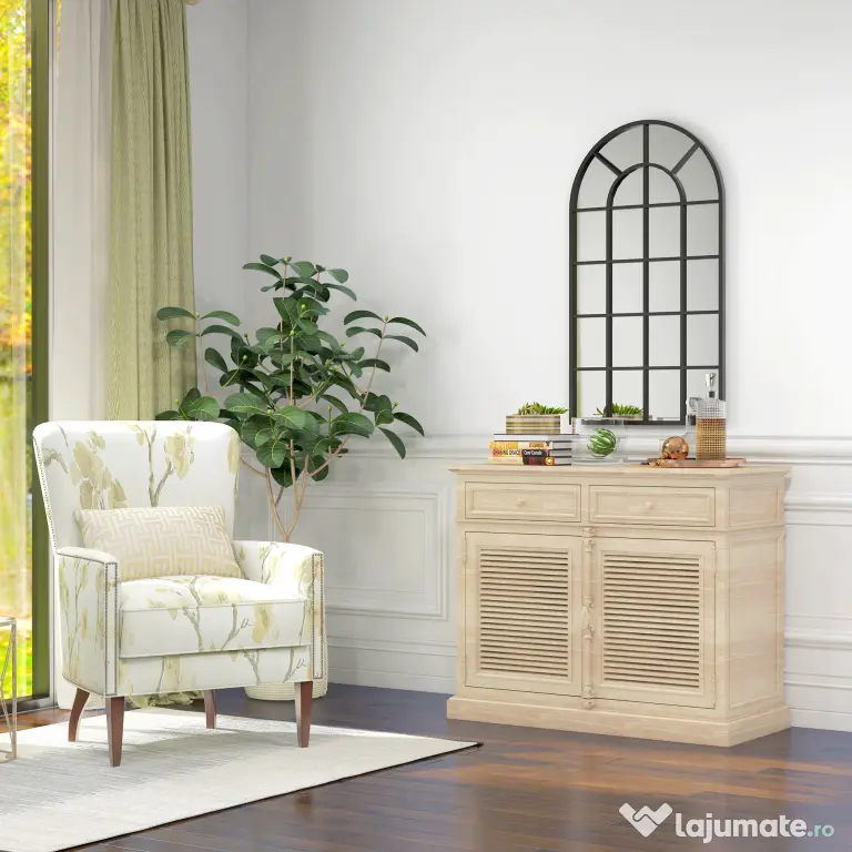 Homcom Oglinda Arcuita cu Cadrul Metalic – Design Modern