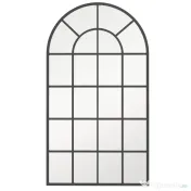 Oglindă arcuită pentru casă și birou cu suport de perete din sticlă groasă și metal, 62x2,5x110 cm, de culoare negru HOMCOM | Aosom Romania 