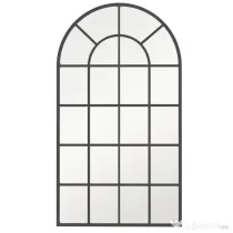 Oglindă arcuită pentru casă și birou cu suport de perete din sticlă groasă și metal, 62x2,5x110 cm, de culoare negru HOMCOM | Aosom Romania