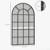 Oglindă arcuită pentru casă și birou cu suport de perete din sticlă groasă și metal, 62x2,5x110 cm, de culoare negru HOMCOM | Aosom Romania 