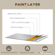 Oglindă arcuită pentru casă și birou cu suport de perete din sticlă groasă și metal, 62x2,5x110 cm, de culoare negru HOMCOM | Aosom Romania 