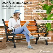Outsunny Bancă de Exterior cu Cadru din Aluminiu, Scaun cu Două Locuri cu Cotieră Curbată, Șezut și Spătar din Lemn, 120x64x79 cm, Tec | Aosom Romania 