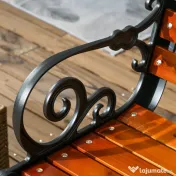 Outsunny Bancă de Exterior cu Cadru din Aluminiu, Scaun cu Două Locuri cu Cotieră Curbată, Șezut și Spătar din Lemn, 120x64x79 cm, Tec | Aosom Romania 