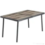 Outsunny Masă de grădină dreptunghiulară pentru 6 persoane, cu blat cu efect de lemn, din oțel și PSPC, 145x85x72 cm, gri