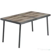 Outsunny Masă de Patio, Masă de Balcon, Masă de Dining pentru Exterior 145 x 85 cm pentru 6 Persoane cu Efect de Lemn, Cadrul din Oțel, Gri | Aosom Romania 