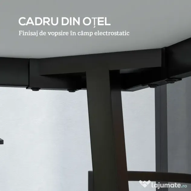 Outsunny Masă de Patio, Masă de Balcon, Masă de Dining pentru Exterior 145 x 85 cm pentru 6 Persoane cu Efect de Lemn, Cadrul din Oțel, Gri | Aosom Romania